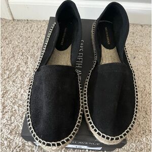 Saks fifth avenue NIB black suede espadrille Sz 10 ( runs like a Sz 9)